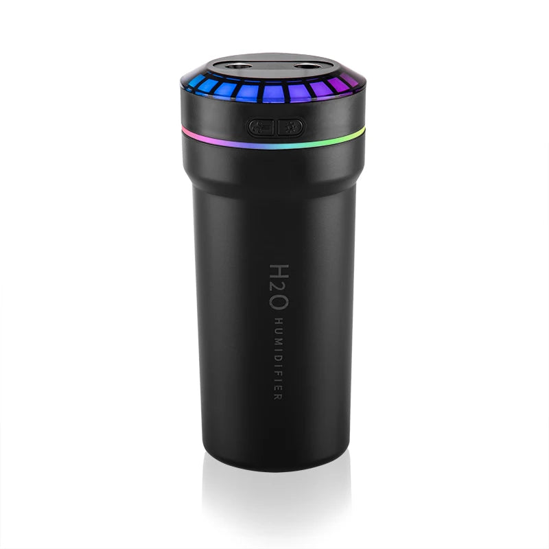 300ML Double Spray Vehicle Air Humidifier Type-c USB Music Rhythm Spray Humidifier with Mood Light Car Mini Aroma Humidifier