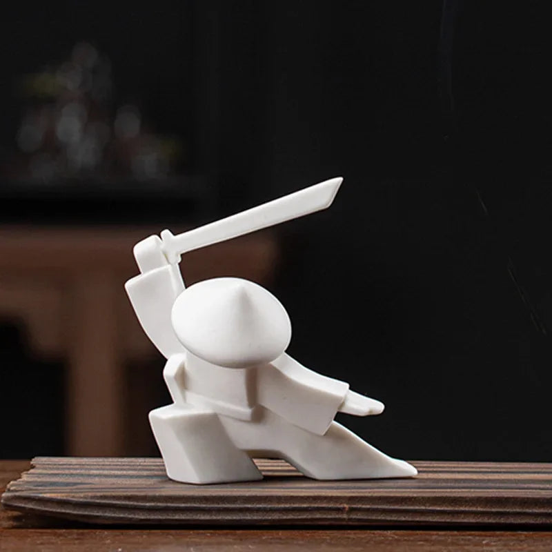 Incense Holder Samurai Figurine Design Delicate Eye-catching Ceramic Durable Practical Home Table Censer Burner Home Decoration
