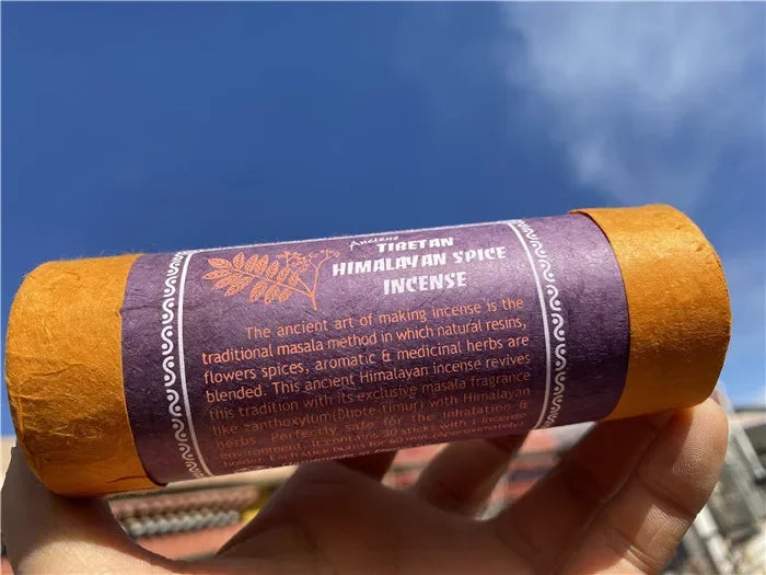 Fay Bless Nepal Short Tube Tibetan Weihrauch - 30 Sticks mit Halter | Natürliches, lang anhaltendes Aroma für Meditation und Entspannung