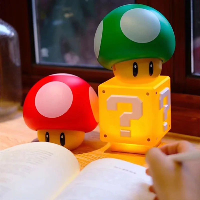 Super Mario Bros Block Creative Night Lamp Push Button Light Toys Game Peripheral Student Cute Bedroom Dormitory Decoration Lamp
