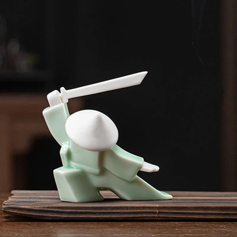 Incense Holder Samurai Figurine Design Delicate Eye-catching Ceramic Durable Practical Home Table Censer Burner Home Decoration