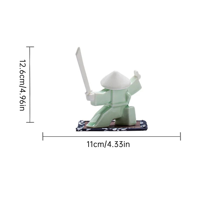 Incense Holder Samurai Figurine Design Delicate Eye-catching Ceramic Durable Practical Home Table Censer Burner Home Decoration