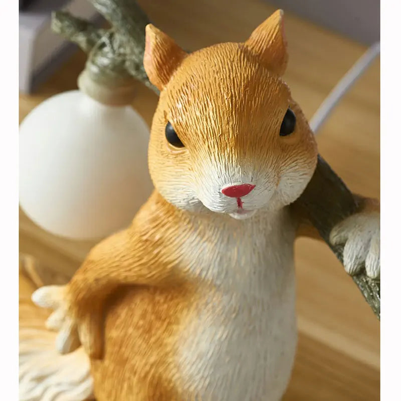 Cartoon Resin Squirrel Bedside Decorative Ambient Light Nordic Designer Children's Living Room Cute Desk Lamp