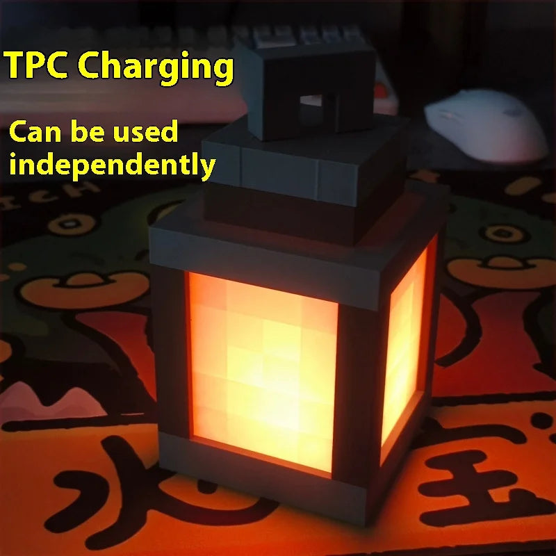 My World mc Color Changing Desk Lamp Glow Lantern Night Light Pixel Torch Lamp Game Accessories Bedroom Atmosphere Light
