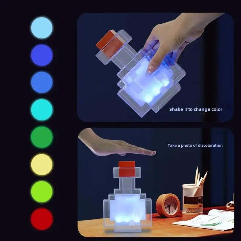 Brownstone Flashlight LED Night Light Bedroom Decorative Light Color Changing Bottle Weapon USB Charging with Buckle Kids Gift#E