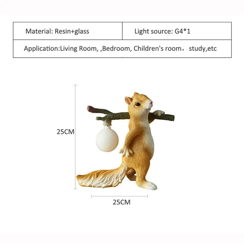 Cartoon Resin Squirrel Bedside Decorative Ambient Light Nordic Designer Children's Living Room Cute Desk Lamp