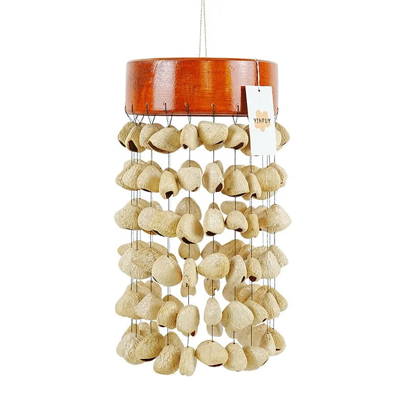 Fay Bless Handcrafted Fruit Shell Wind Chime – Natural Pine & Nut Shell Bell, Sound Healing & Mindful Home Decor for Meditation & Relaxation