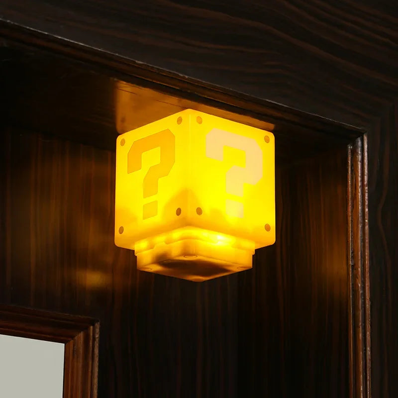 Super Mario Bros Block Creative Night Lamp Push Button Light Toys Game Peripheral Student Cute Bedroom Dormitory Decoration Lamp