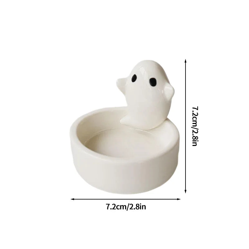 2026 Halloween Ghost Candle Holder Cartoon Ceramic Candlestick Holder for Home Party Decoration Festival Scented Candle Ornament