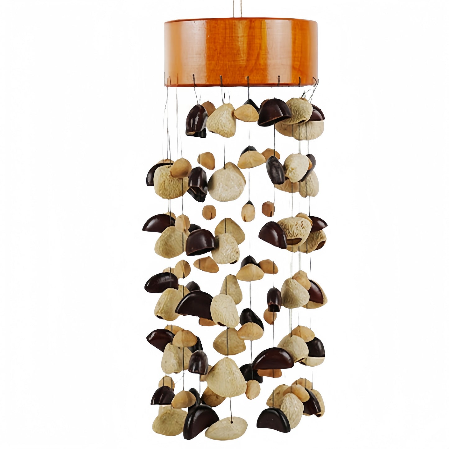 Fay Bless Handcrafted Fruit Shell Wind Chime – Natural Pine & Nut Shell Bell, Sound Healing & Mindful Home Decor for Meditation & Relaxation