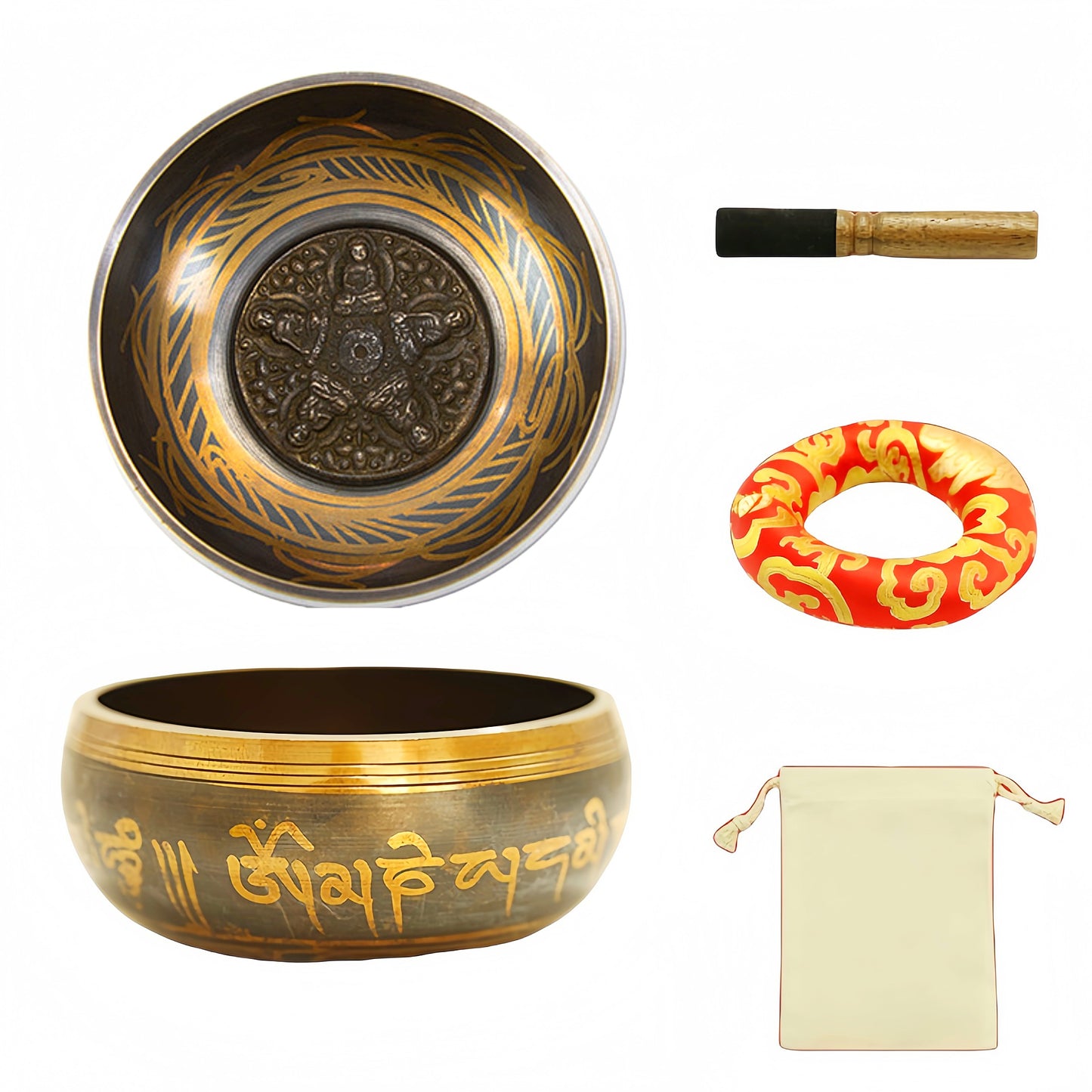 Fay Bless Tibetan Singing Bowl Set - Hand martelé Méditation Sound Bowl avec maillet, coussin et sac - pour le yoga, la pleine conscience