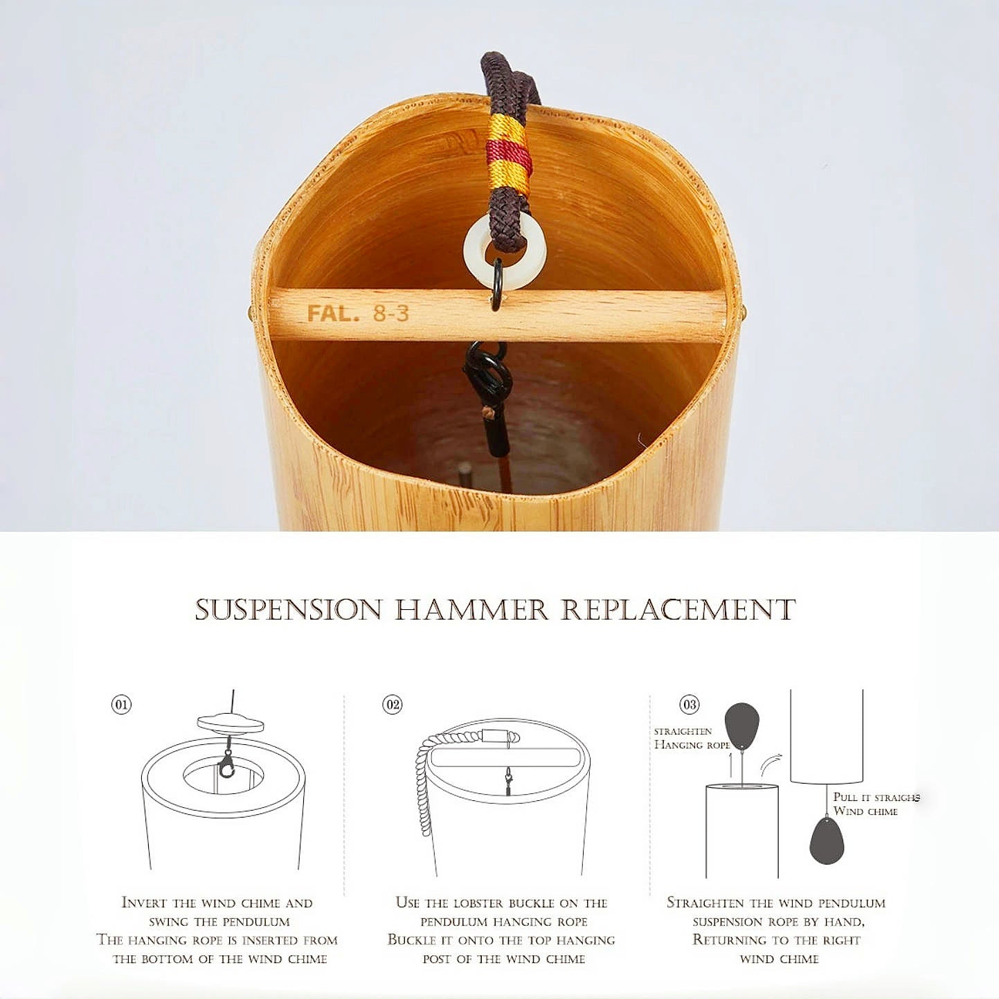 Fay Bless Bamboo Wind Chimes – 8 Rods Tuned to Dm (D/F/A/G) – Wind Bell for Garden, Patio, Zen Meditation & Relaxation Décor