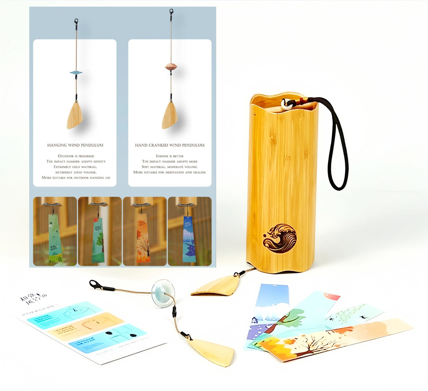 Fay Bless Bamboo Wind Chimes – 8 Rods Tuned to Dm (D/F/A/G) – Wind Bell for Garden, Patio, Zen Meditation & Relaxation Décor