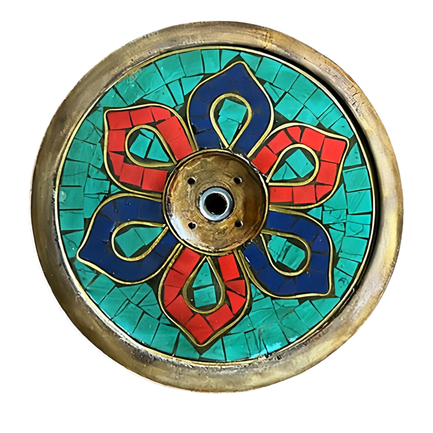 Fay Bless Handcrafted Inlaid Wooden Incense Holder – Large Lotus Design with Rustic Petal Motif, Ideal for Meditation, Aromatherapy & Interior Decor