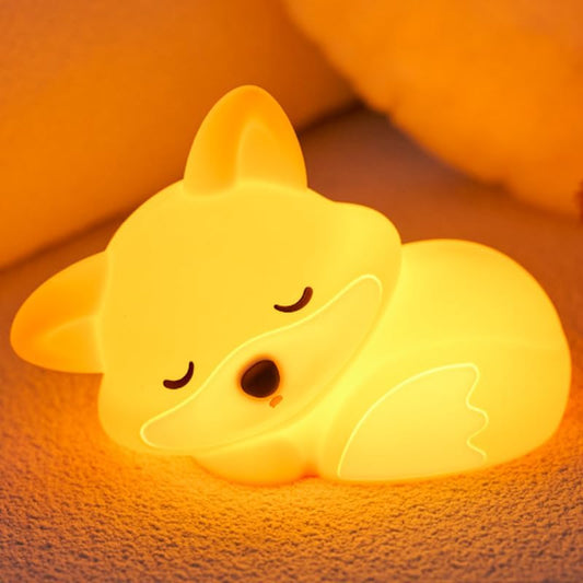 Fox Lamp,Cute Fox Night Light,Dimmable Silicone Animal Nursery Night