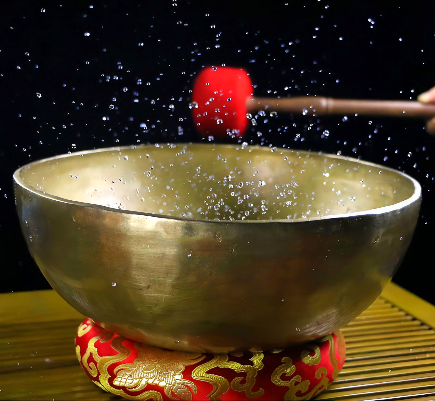 Fay Bless Handmade Nepalese Singing Bowl, Solid Brass Sound Bowl with Mallet & Cushion, Metal Bowl for Yoga, Meditation, Home Use