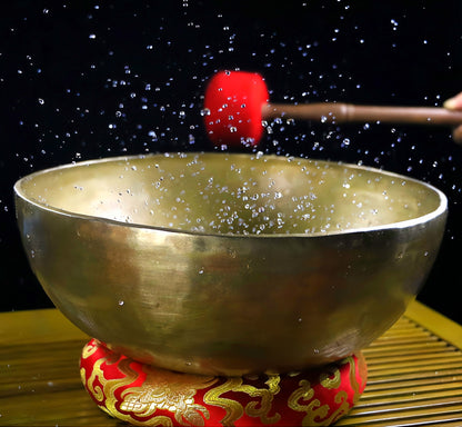 Fay Bless Handmade Nepalese Singing Bowl, Solid Brass Sound Bowl with Mallet & Cushion, Metal Bowl for Yoga, Meditation, Home Use