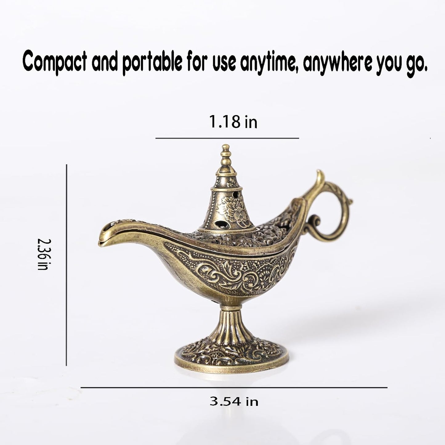 Fay Bless Mini Genie Lamp Incense Burner – Vintage Alloy Aromatherapy Holder for Meditation, Yoga & Home Decor