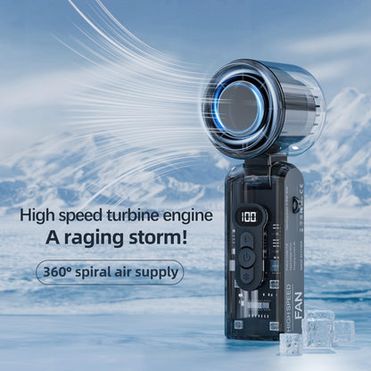 Fay Bless Portable Handheld Fan Rechargeable – LED Turbo Fan with Foldable Design, LED Light, Long Battery Life, Personal Mini Fan for Travel, Camping, Outdoor, Desktop Cooling