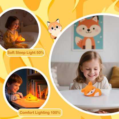 Fox Lamp,Cute Fox Night Light,Dimmable Silicone Animal Nursery Night