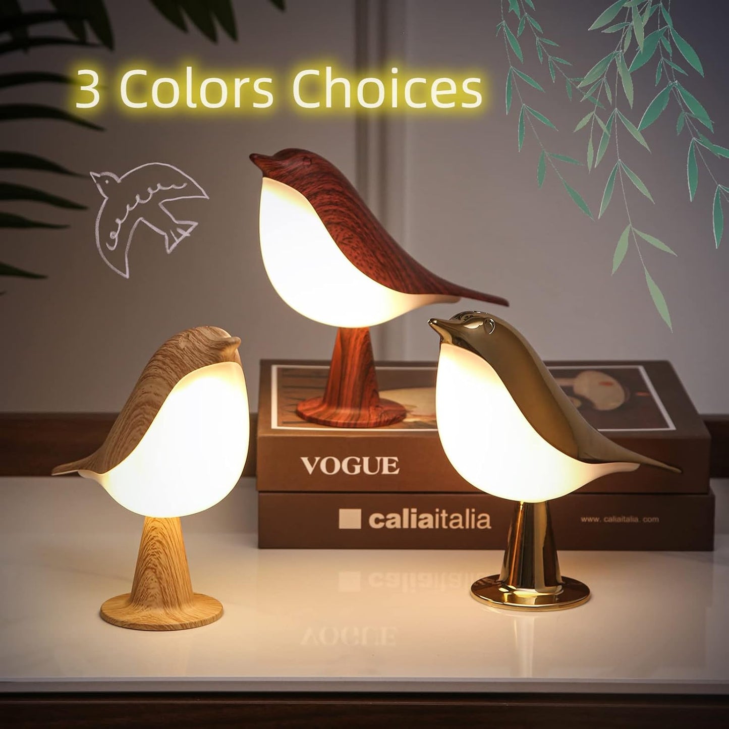 Bedside Lamps Bird Lamp Bird Decorations for The Home Small Lamps for Small Spaces Night Light for Kids ABS Plastic Cute Lamp for Bedroom, Living Room, Kitchen, Outdoor, Office Decor