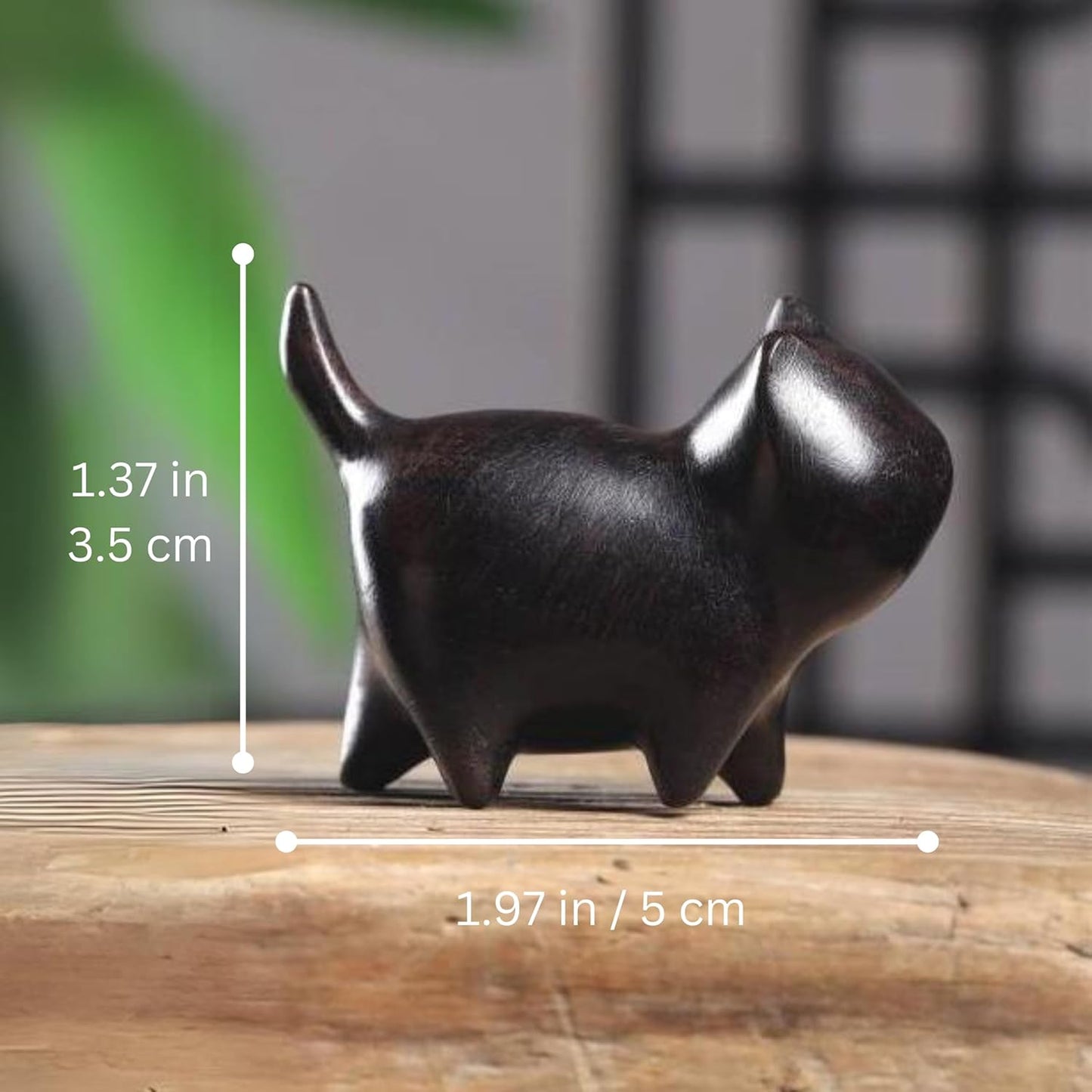 Decorative Sandalwood Cat Figurines for Desks, Home, Office Desk, Gifts, Coffee Tables, Shelves, Bedroom, Cabinets (2 PCS)