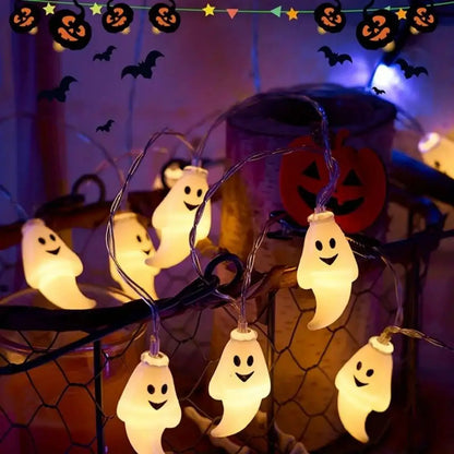 59.06inch 10 Lights, 3m 20 Lights Ghost Halloween Decoration String Lights, Battery Powered (No Plug)