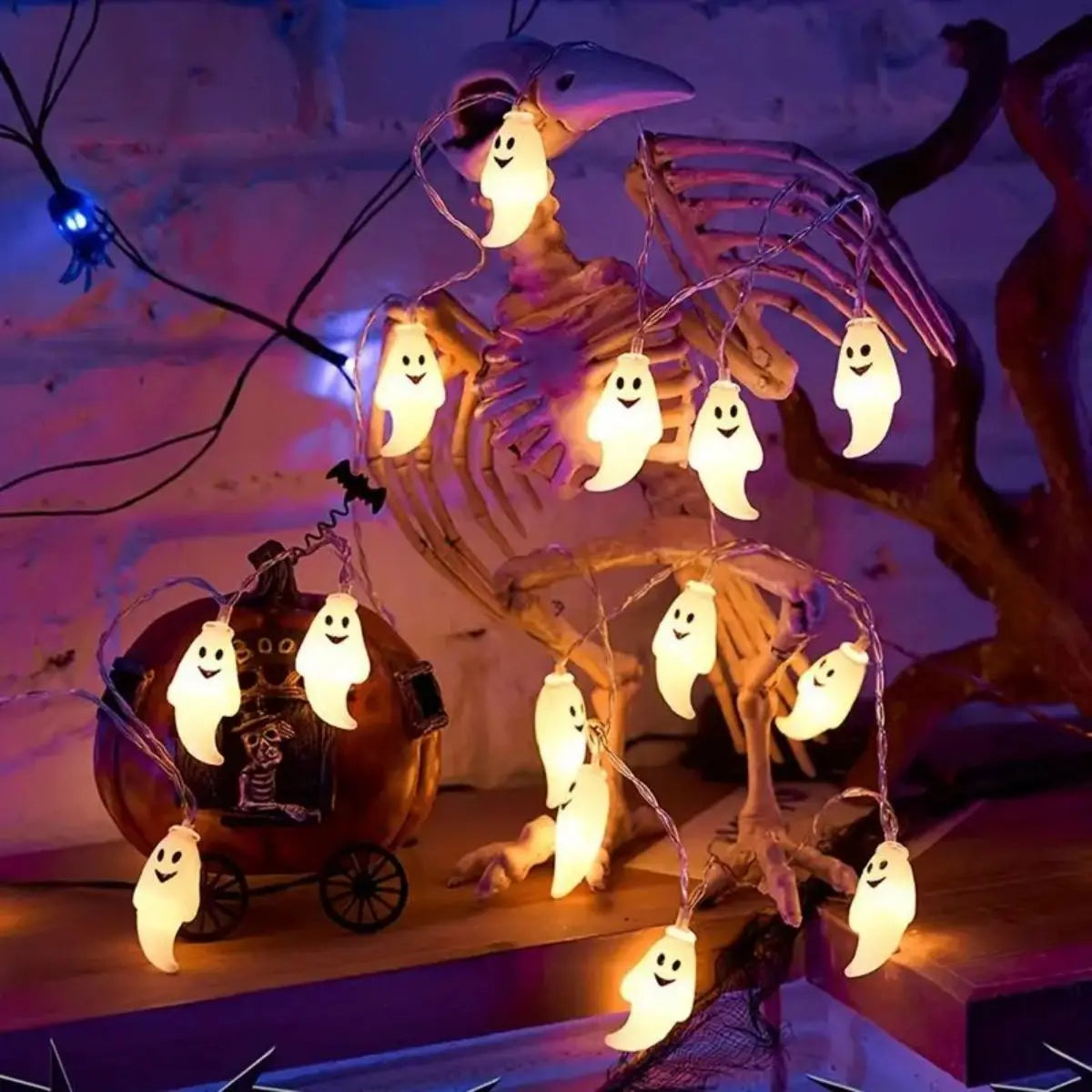 59.06inch 10 Lights, 3m 20 Lights Ghost Halloween Decoration String Lights, Battery Powered (No Plug)