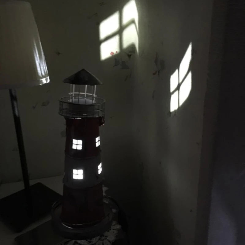 Retro Sailor Lighthouse Candle Holder - Handcrafted Wrought Iron Nautical Candlestick for Nostalgic Home Decor