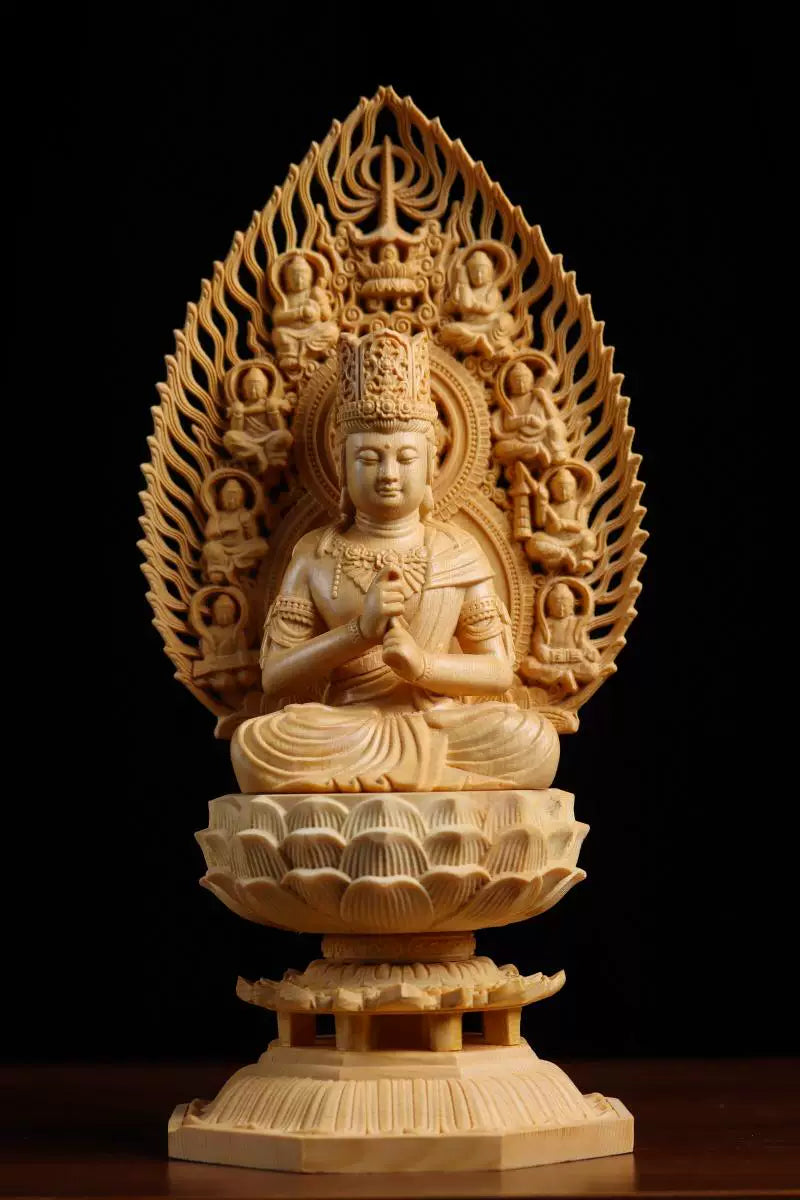 Exquisite Eight Buddhist Guardians Carving Set - Vairocana, Avalokitesvara, Manjushri, Amitabha for Collector's Altar