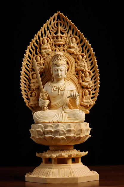 Exquisite Eight Buddhist Guardians Carving Set - Vairocana, Avalokitesvara, Manjushri, Amitabha for Collector's Altar