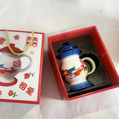 Creative Ceramic Spittoon Cup with Lid - Couple Coffee Mug Set for Home & Office