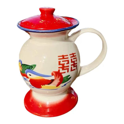 Creative Ceramic Spittoon Cup with Lid - Couple Coffee Mug Set for Home & Office