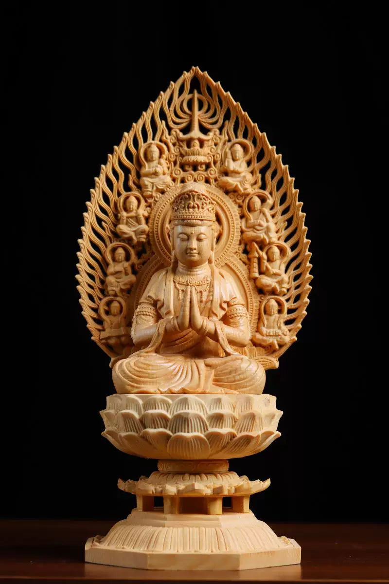 Exquisite Eight Buddhist Guardians Carving Set - Vairocana, Avalokitesvara, Manjushri, Amitabha for Collector's Altar