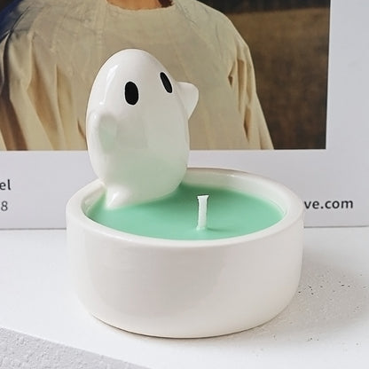 Cross-border ceramic ghost candle holder ins Amazon scented candle cute ghost Nordic style ornament Halloween gift