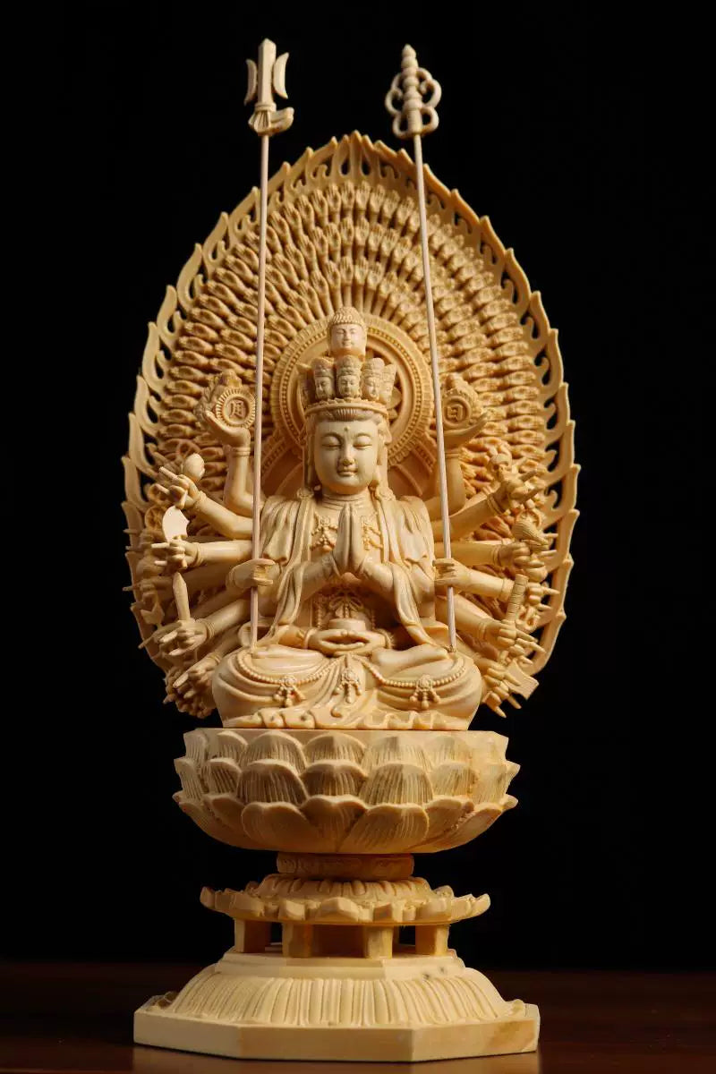 Exquisite Eight Buddhist Guardians Carving Set - Vairocana, Avalokitesvara, Manjushri, Amitabha for Collector's Altar