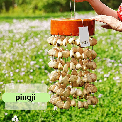 Fay Bless Handcrafted Fruit Shell Wind Chime – Natural Pine & Nut Shell Bell, Sound Healing & Mindful Home Decor for Meditation & Relaxation