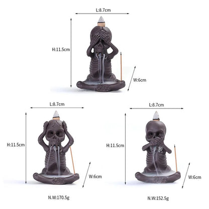 Backflow Incense Burner Purple Clay Ghost Waterfall Fragrance Censer Skull Incense Burner Home Decor Halloween Aromatherapy Gift