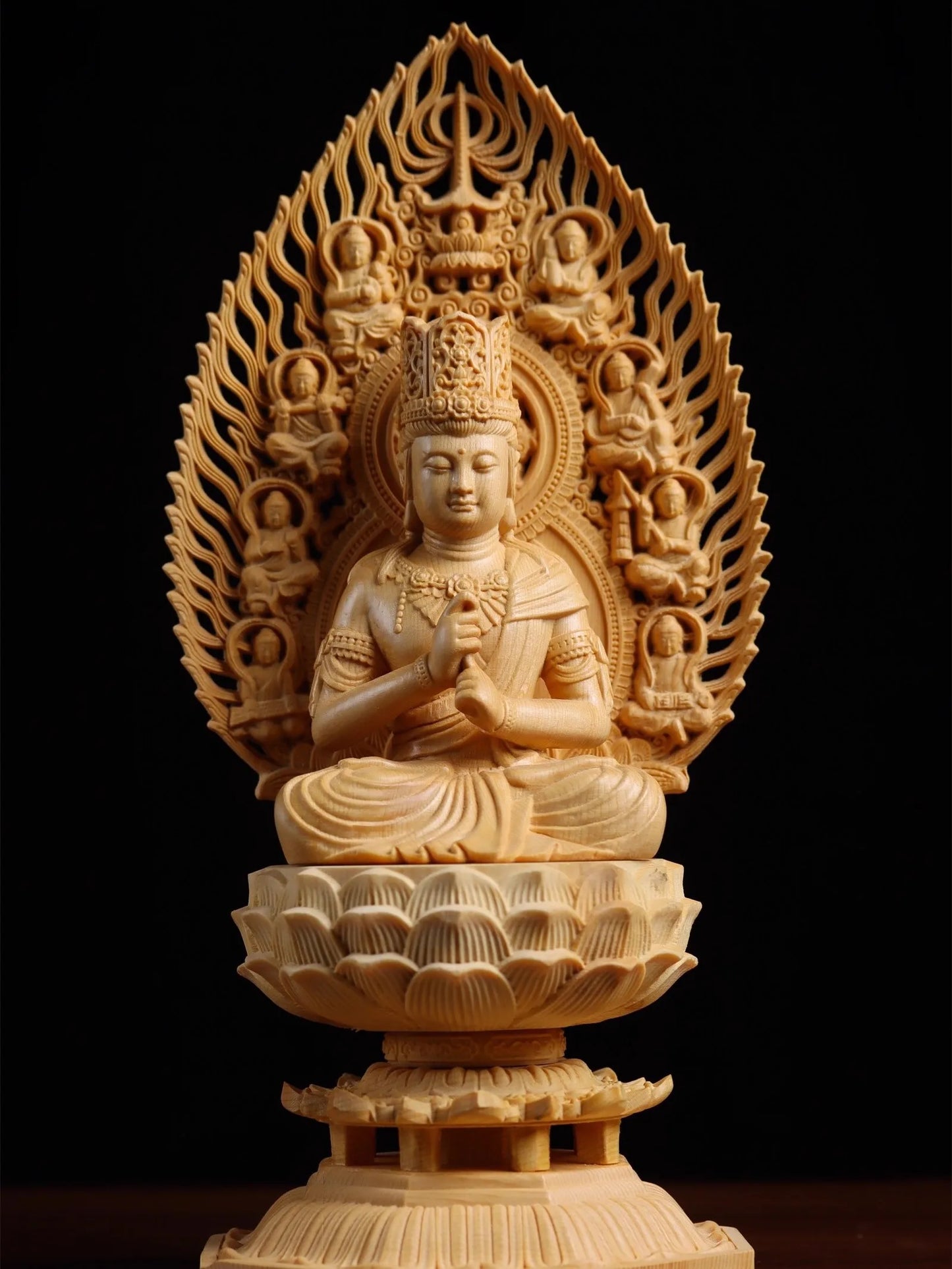 Exquisite Eight Buddhist Guardians Carving Set - Vairocana, Avalokitesvara, Manjushri, Amitabha for Collector's Altar