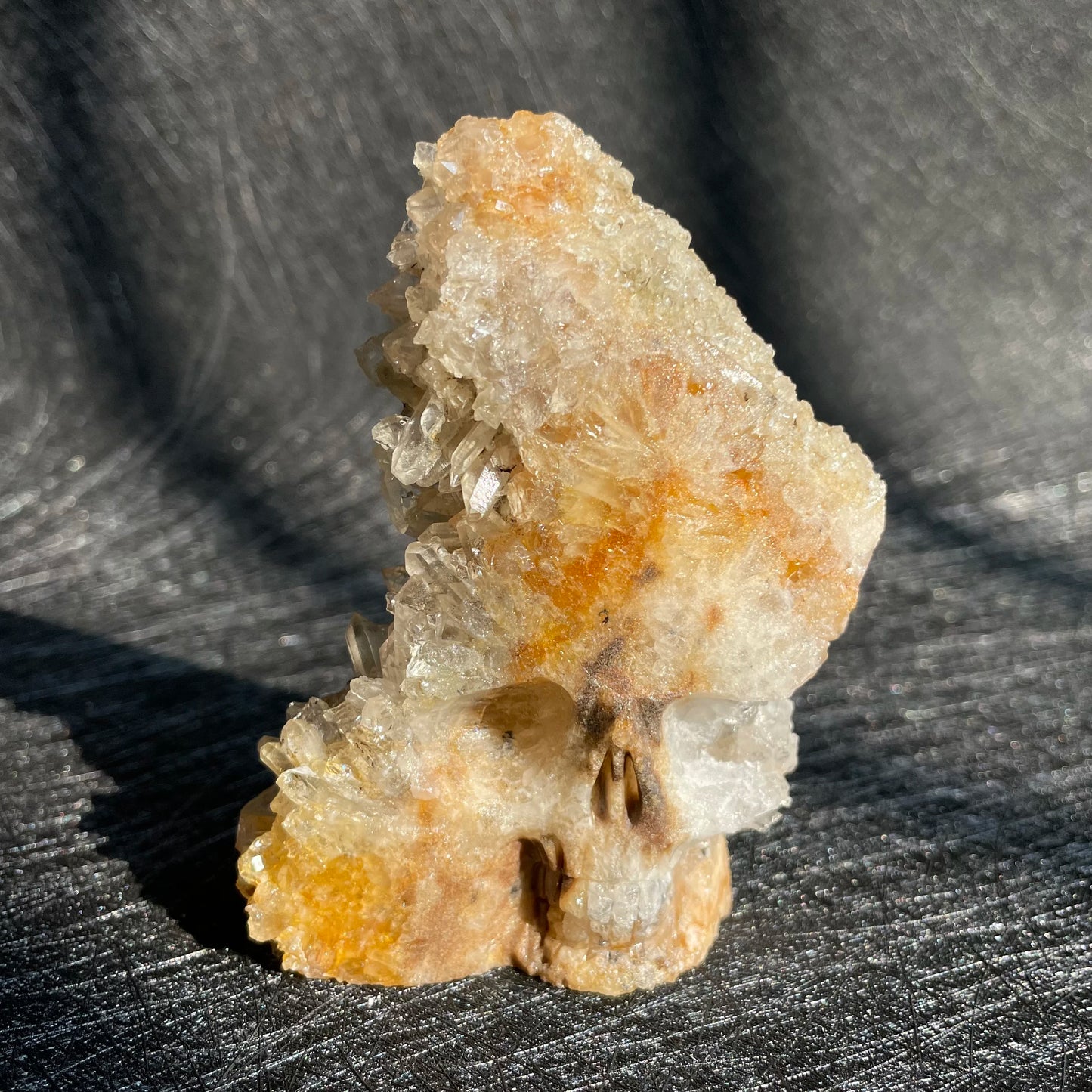 Natural Crystal Carving Skull - Clear Quartz Cluster Polished Rock Alien Decoration for Reiki Healing & Gift