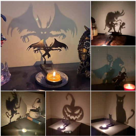 Headless Horseman Shadow Caster Novelty Terror Candle Holder Shadow Projectors Indoor Halloween Decoration
