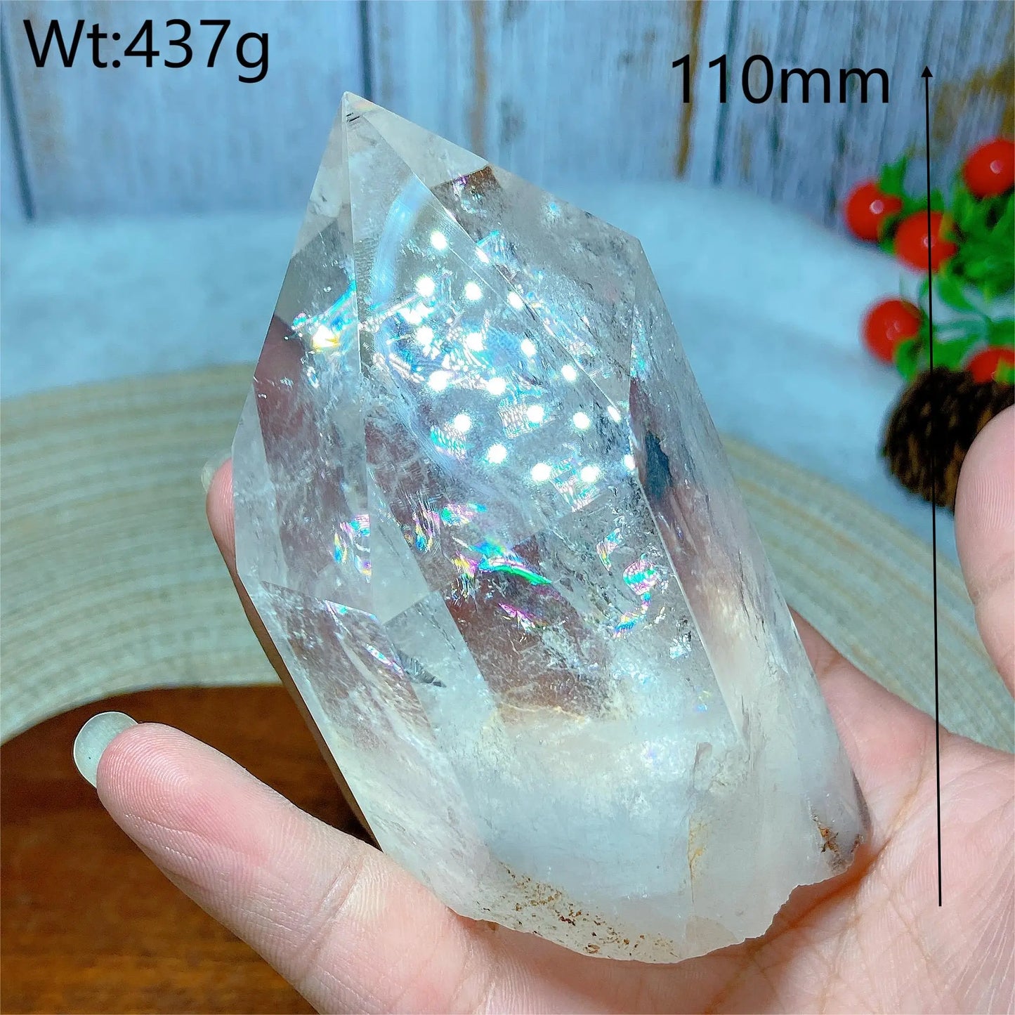 Natural Crystal Clear Quartz Raw Stone Specimen - Rainbow Tower Healing Mineral for Home Decor & Energy Gift