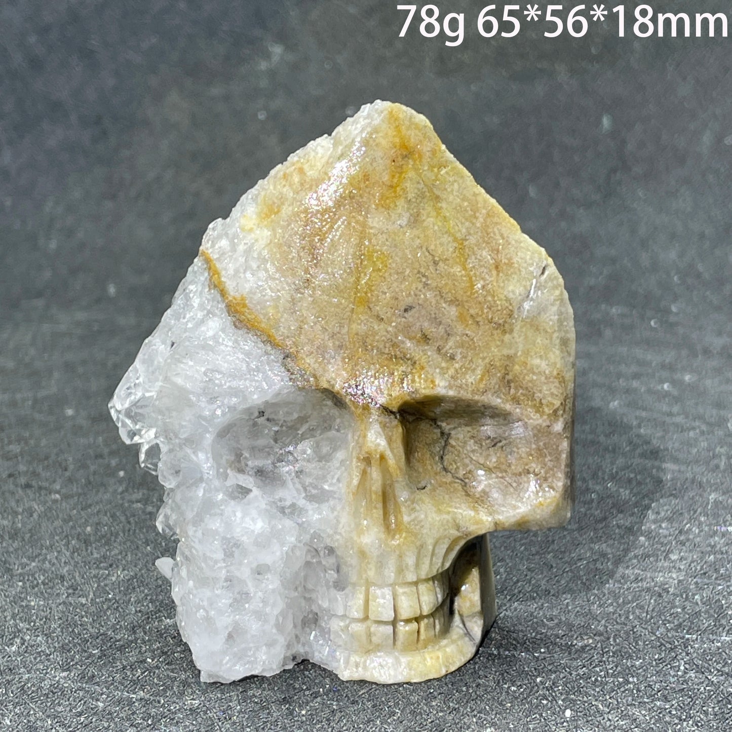 Natural Crystal Carving Skull - Clear Quartz Cluster Polished Rock Alien Decoration for Reiki Healing & Gift