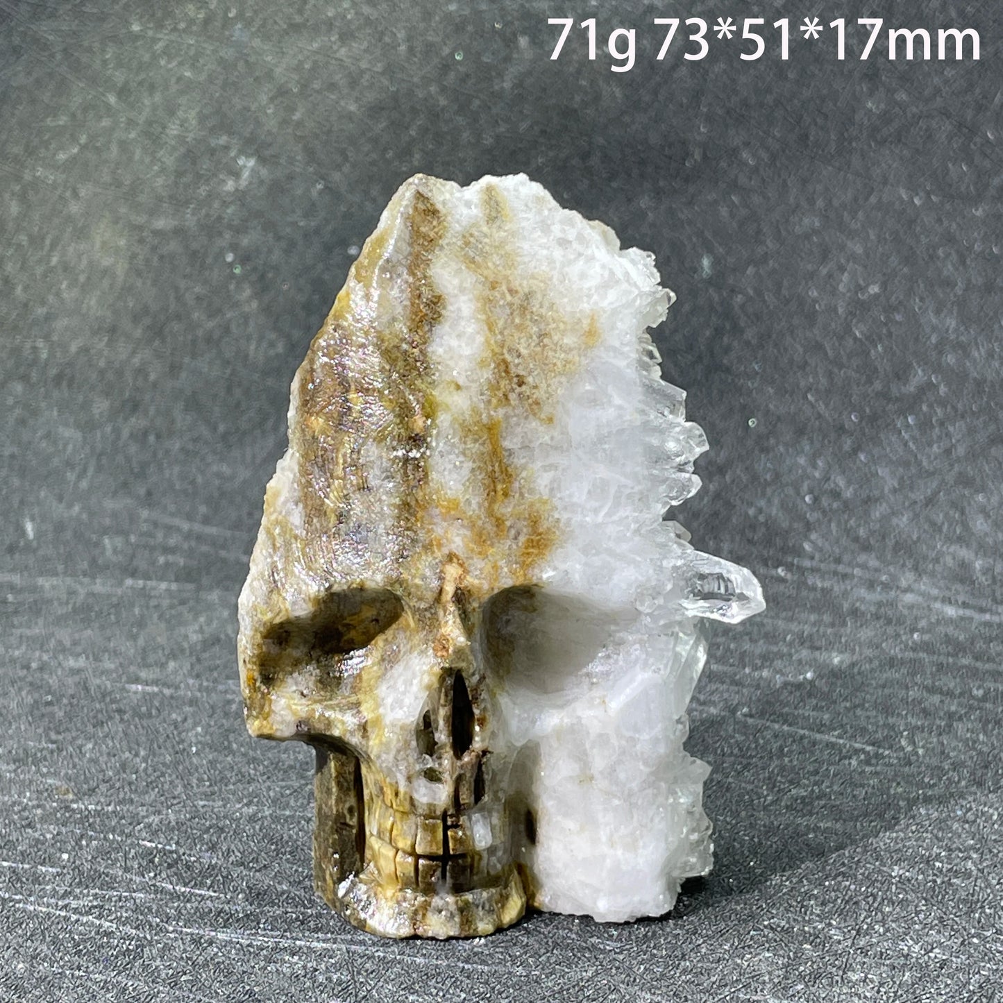 Natural Crystal Carving Skull - Clear Quartz Cluster Polished Rock Alien Decoration for Reiki Healing & Gift