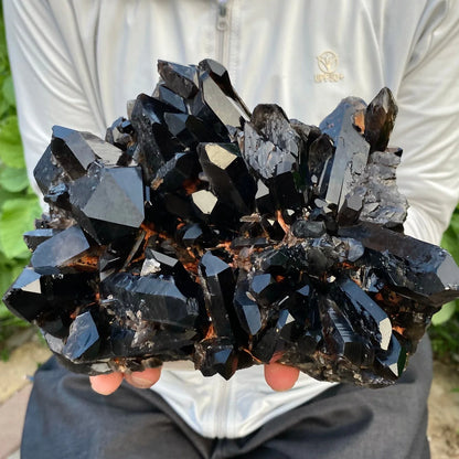 Large Natural Formed Smoky Black Quartz Cluster - Crystal Ore Mineral for Spiritual Energy & Healing