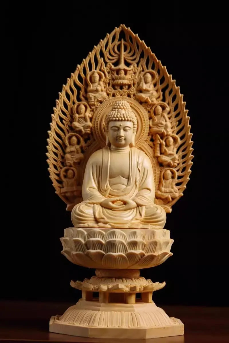 Exquisite Eight Buddhist Guardians Carving Set - Vairocana, Avalokitesvara, Manjushri, Amitabha for Collector's Altar