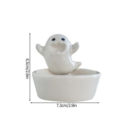 2026 Halloween Ghost Candle Holder Cartoon Ceramic Candlestick Holder for Home Party Decoration Festival Scented Candle Ornament