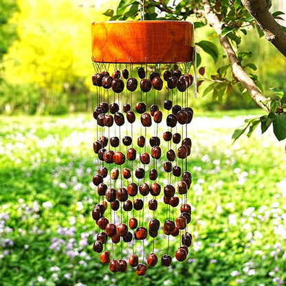 Fay Bless Handcrafted Fruit Shell Wind Chime – Natural Pine & Nut Shell Bell, Sound Healing & Mindful Home Decor for Meditation & Relaxation