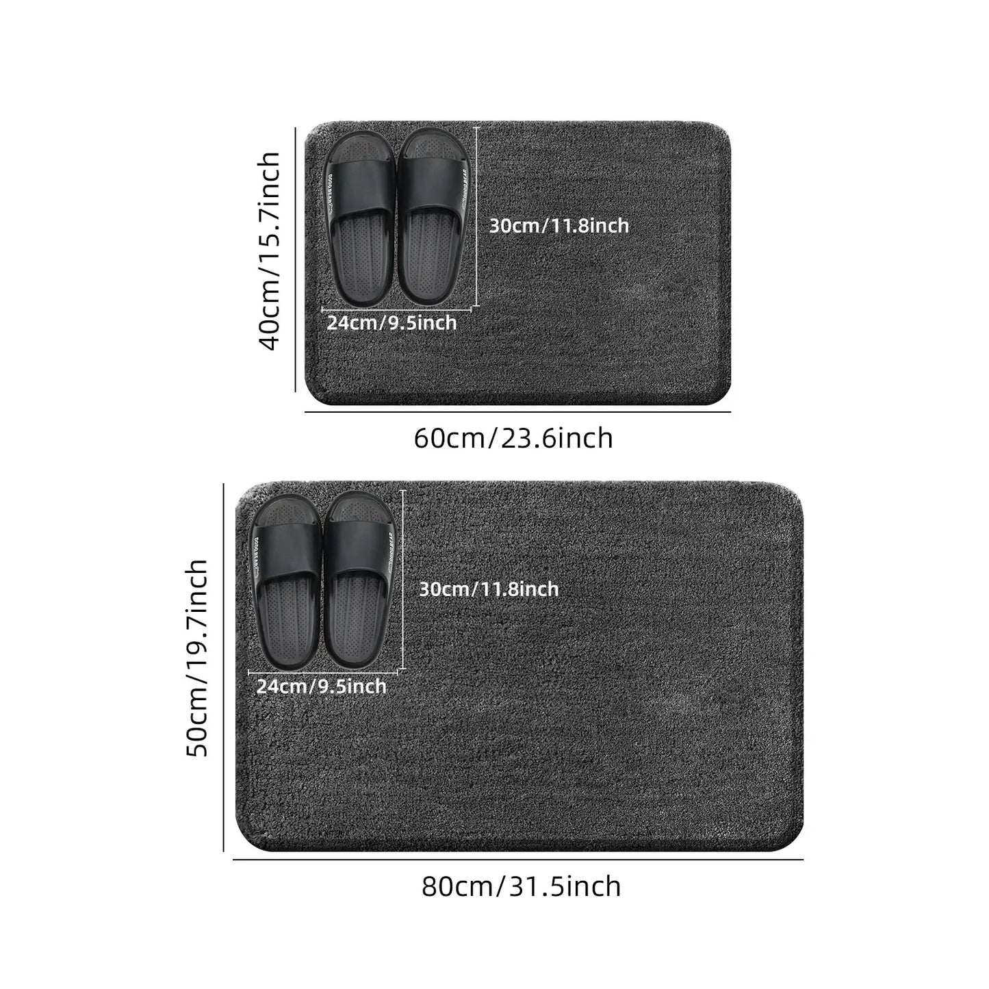 Rounded Thickened Bathroom Floor Mat - Plush Absorbent Anti-Slip Mat for Tub, Entrance & Door