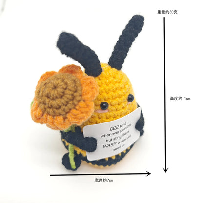 Positive Crocheted Potatoes Doll with Card - Handmade Knitting Animal Vegetable Toast Doll for Christmas Gifts & Home Decor